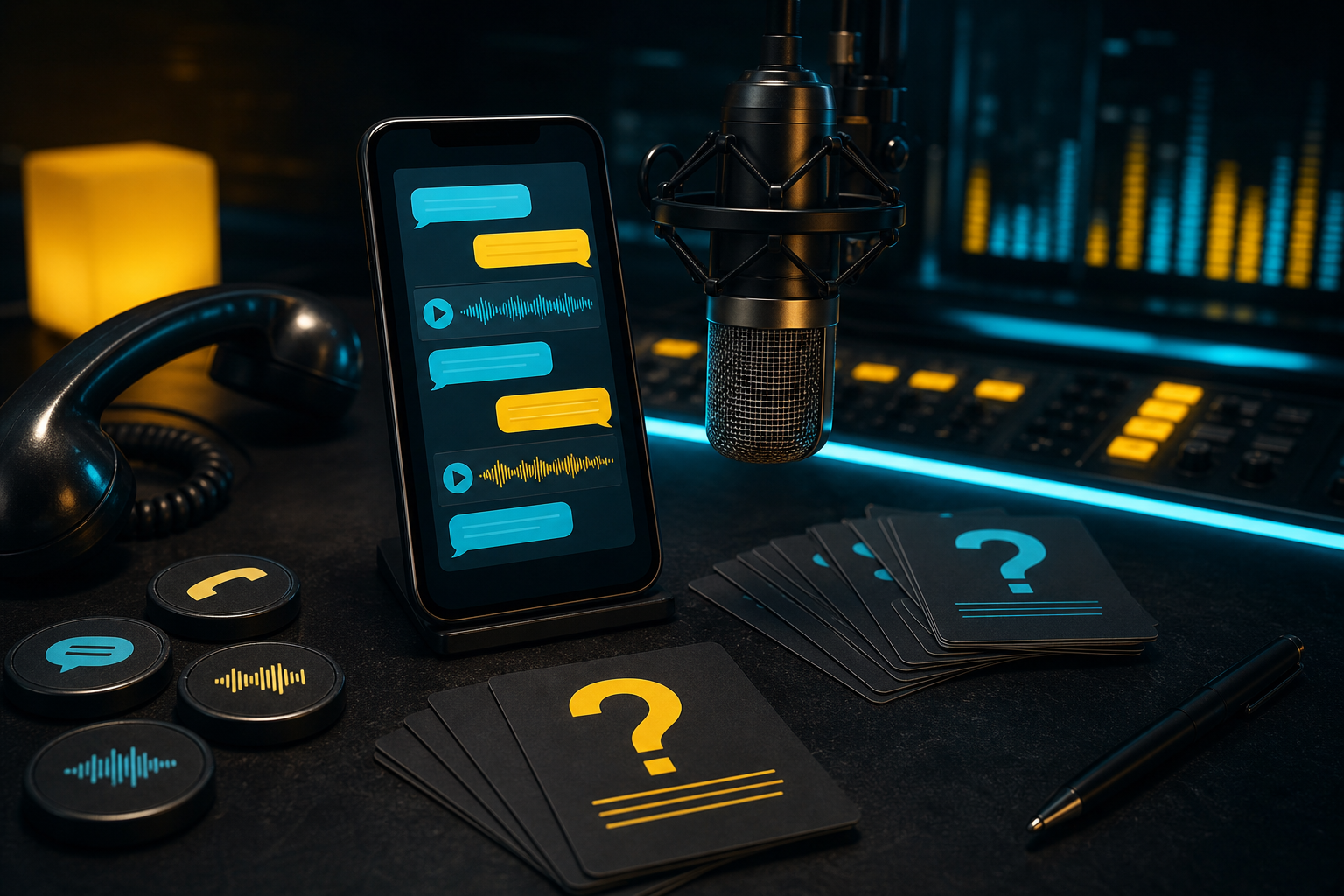 Presenter reviewing listener voice messages