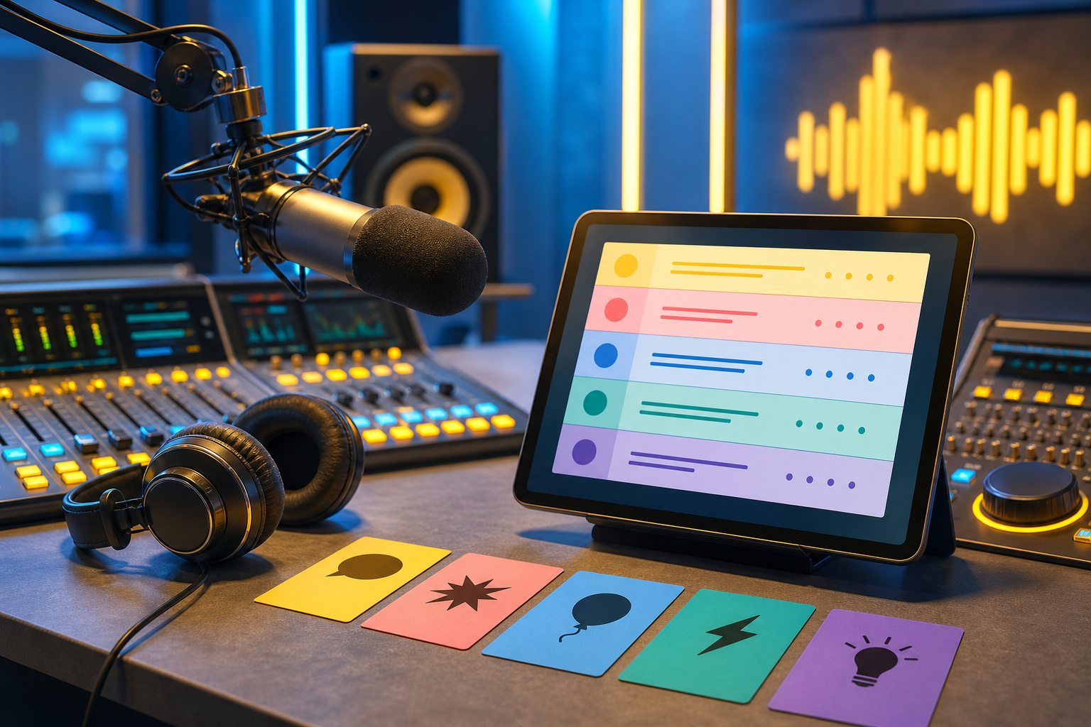 Presenter using an organised on-air briefing