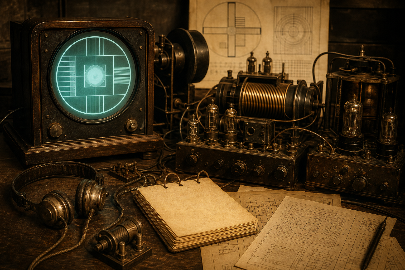 Historical television and radio equipment representing an on-this-day story